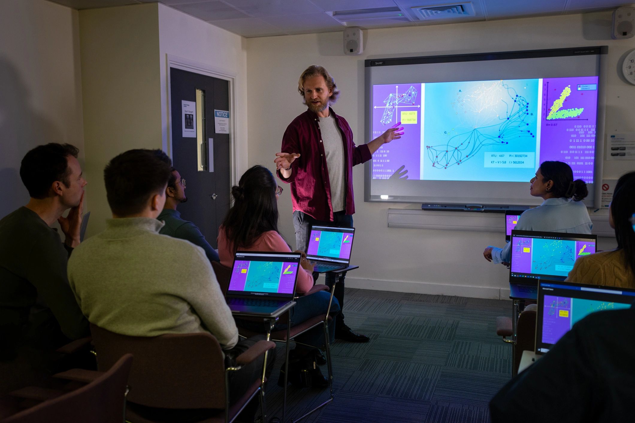 Classroom-style training session with an instructor presenting to a group